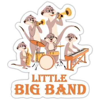 Erdmännchen Little Big Band - Sticker Größe S (10 x 10 cm) - Mattweiß - Vorne