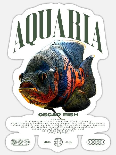 Oscar Fisch Wasserwechsel Monster Fisch - Sticker Größe S (10 x 10 cm) - Mattweiß