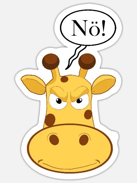 Statement Nö Giraffe, Nein Fun Comic, Einfach Nö - Sticker Größe S (10 x 10 cm) - Mattweiß