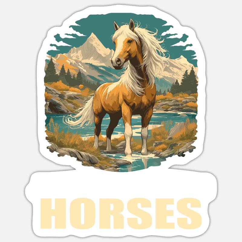 Pferde Pferd - Sticker Größe S (10 x 10 cm) - Mattweiß