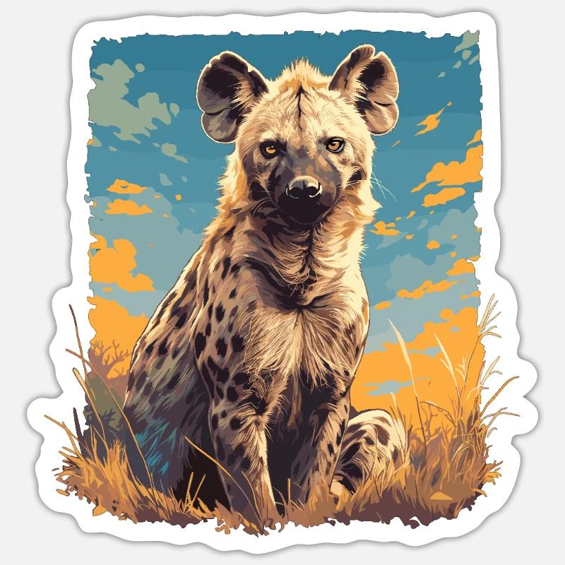Hyänen Hyäne - Sticker Größe S (10 x 10 cm) - Mattweiß
