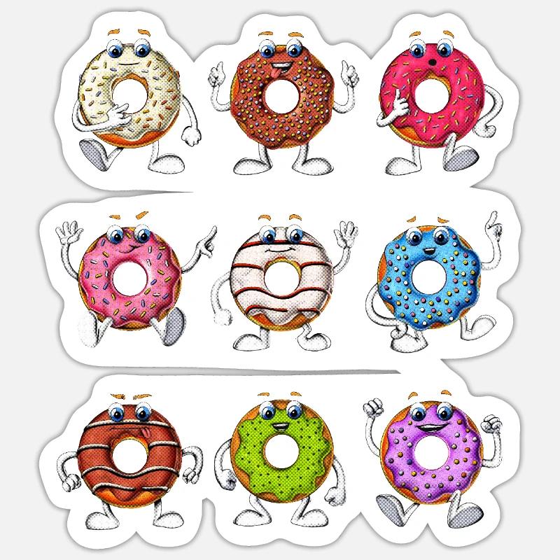 Funny Donuts - Sticker size S (10 x 10 cm) - white matte
