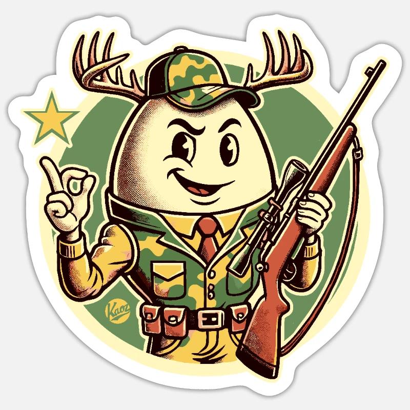 Jäger-Ei mit Hirschgeweih - Sticker Größe S (10 x 10 cm) - Mattweiß