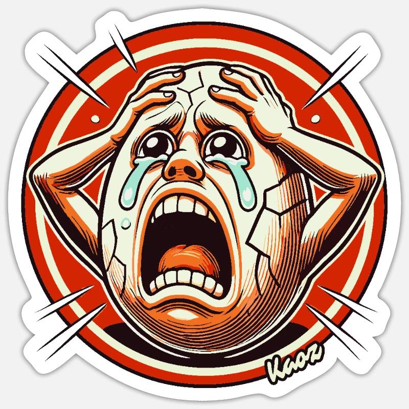 Der verzweifelte, hadernde Eierkopf - Sticker Größe S (10 x 10 cm) - Mattweiß