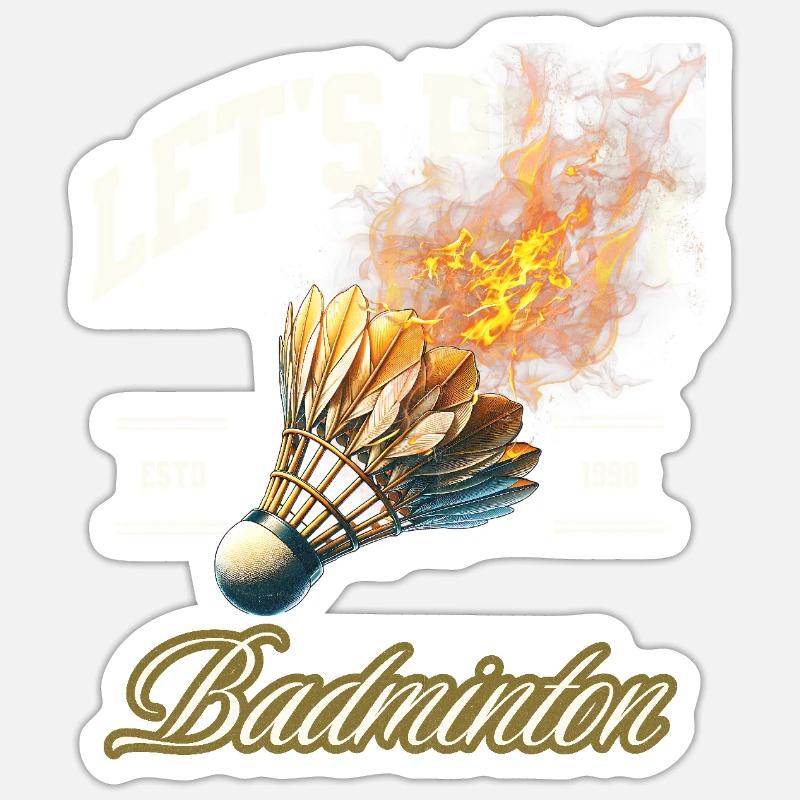 Badminton - Sticker taille S (10 x 10 cm) - blanc mat
