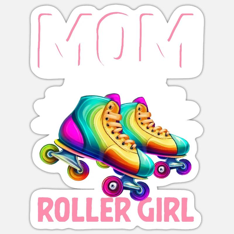 Mutter des Rollermädchens Rollschuhlaufen Roller Sticker Größe S (10 x 10 cm)