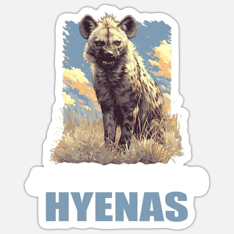 Hyänen Hyäne - Sticker Größe S (10 x 10 cm) - Mattweiß