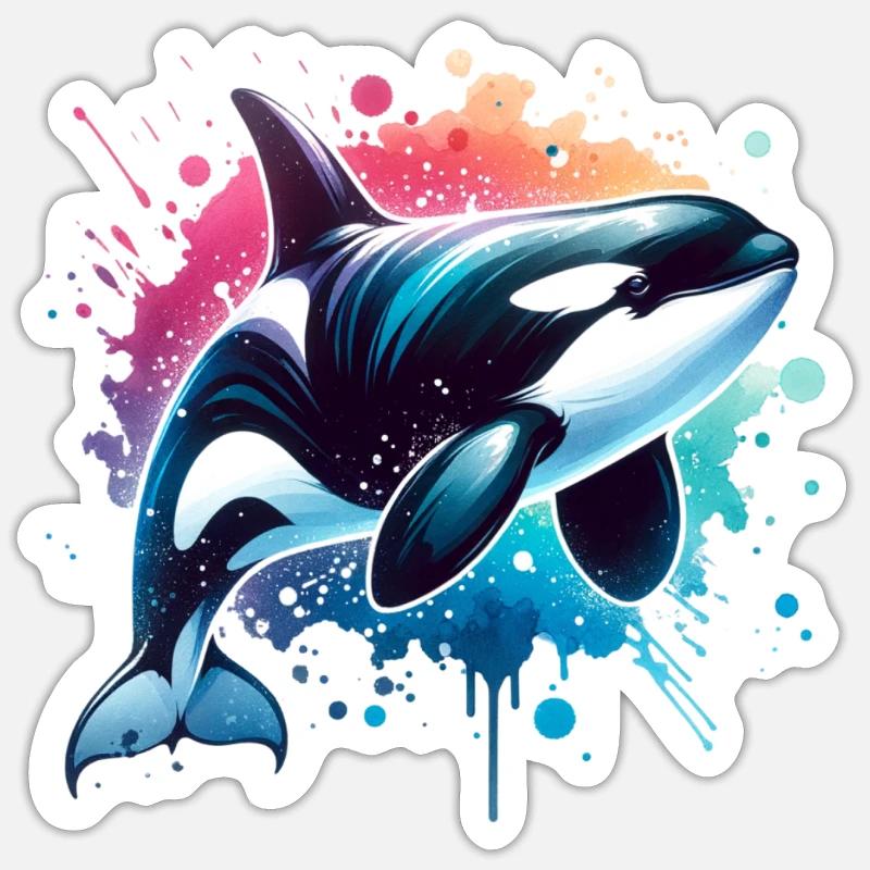 Orca Schwertwal - Sticker Größe S (10 x 10 cm) - Mattweiß
