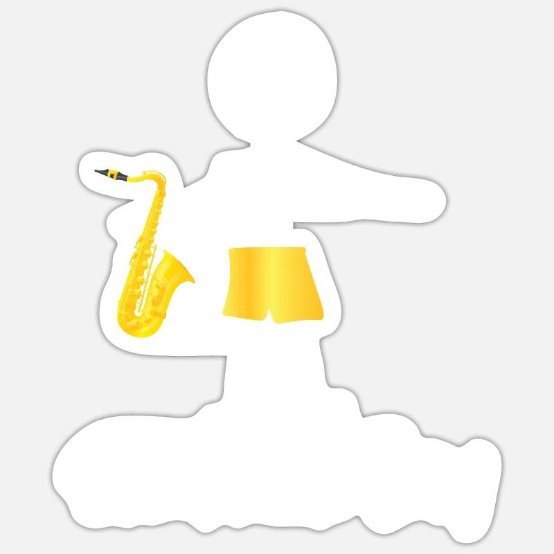 Saxophone Saxophone Guy - Sticker taille S (10 x 10 cm) - blanc mat