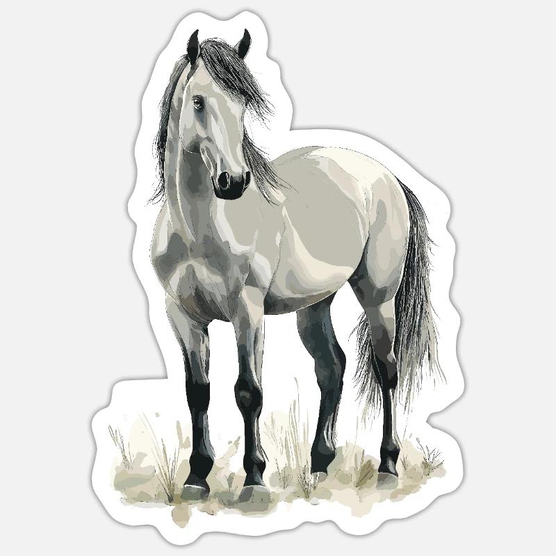 Cheval Chevaux Équitation Cavalier - Sticker taille S (10 x 10 cm) - blanc mat