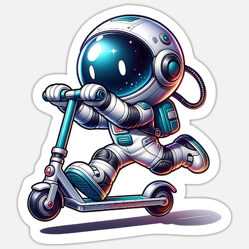 E-Scooter E-Roller Astronaut Scooter - Sticker size S (10 x 10 cm) - white matte