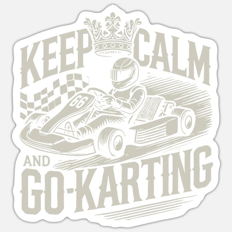 Restez calme et faites du karting - Sticker taille S (10 x 10 cm) - blanc mat