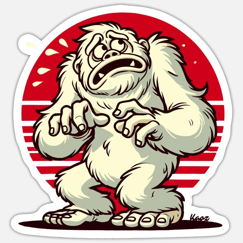 Scared funny Yeti Bigfoot scared - Sticker size S (10 x 10 cm) - white matte