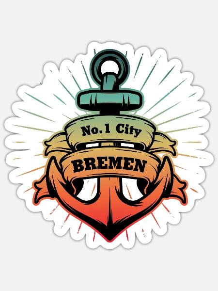 Nordstyle Bremen Ankerdesign No. 1 City - Sticker Größe S (10 x 10 cm) - Mattweiß