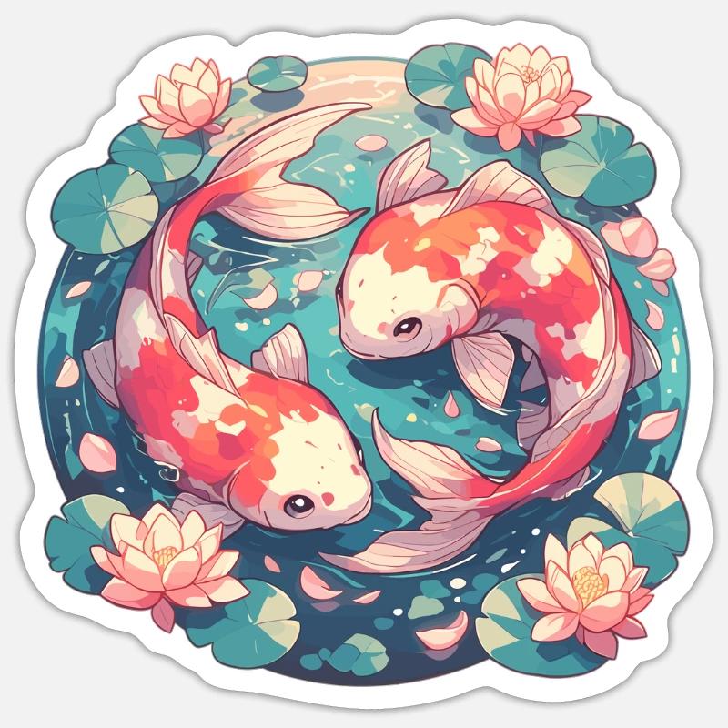 Koi Koi Carp - Sticker size S (10 x 10 cm) - white matte