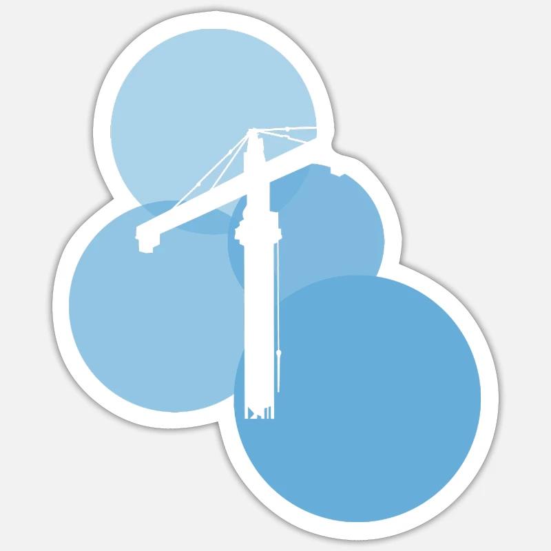 Baustelle Bauherr Kran - Sticker Größe S (10 x 10 cm) - Mattweiß