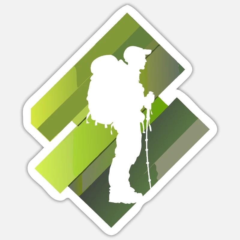 Wanderung Trekker Gipfel - Sticker Größe S (10 x 10 cm) - Mattweiß