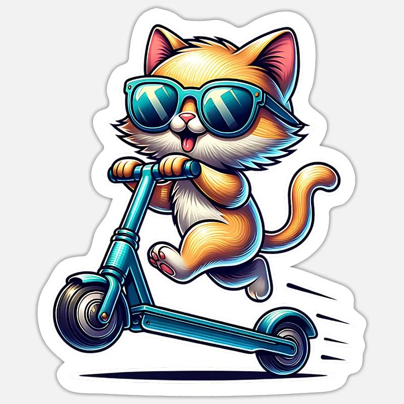 E-Scooter E-Roller Katze Scooter Sticker Größe S (10 x 10 cm)