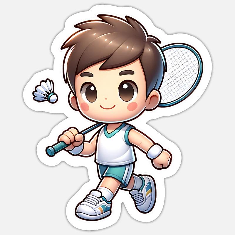 Badminton - Sticker taille S (10 x 10 cm) - blanc mat