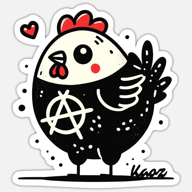Funny Anarchy Chicken - Sticker size S (10 x 10 cm) - white matte