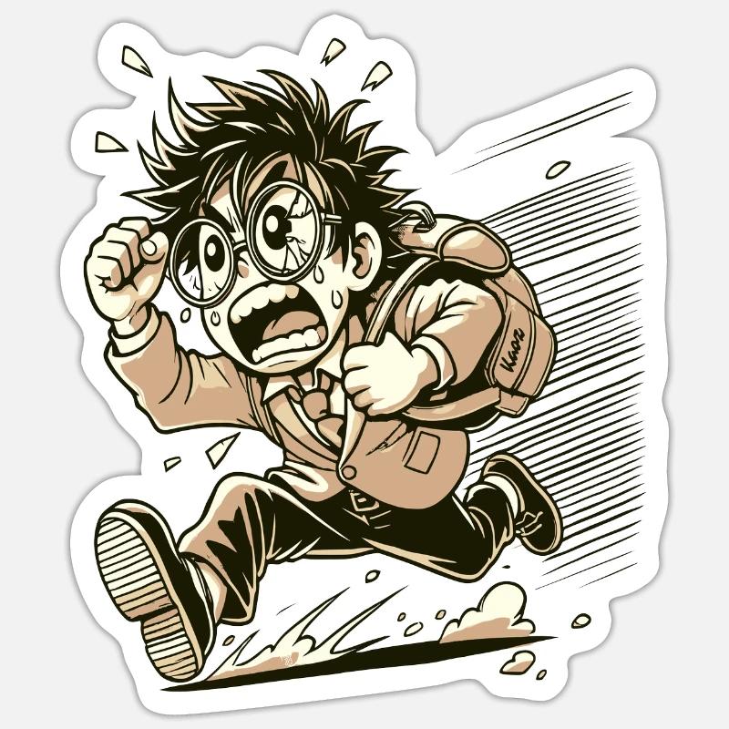 Japanese nerdy angry otaku Sticker size S (10 x 10 cm)