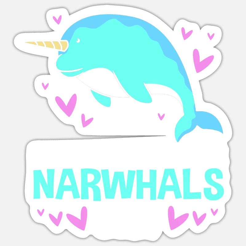 Narwal - Sticker Größe S (10 x 10 cm) - Mattweiß