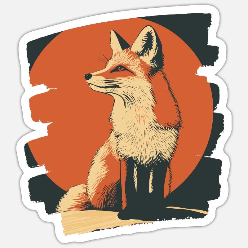 Fox Retro - Sticker size S (10 x 10 cm) - white matte