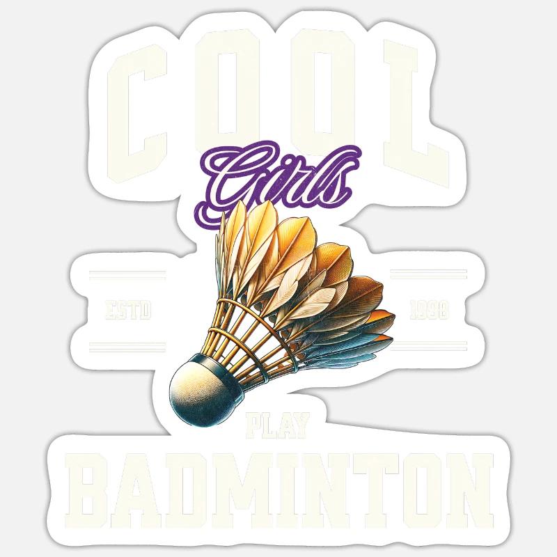 Badminton - Sticker taille S (10 x 10 cm) - blanc mat