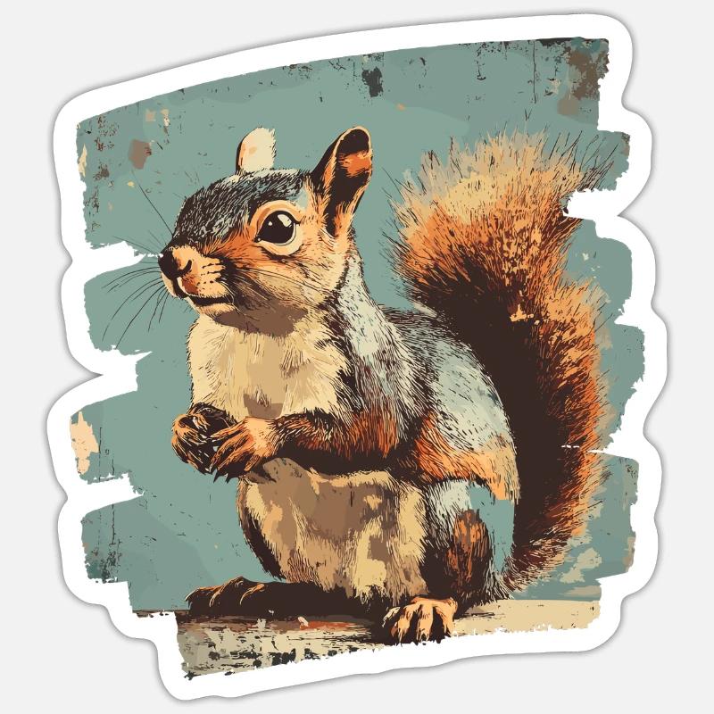 Eichhörnchen - Sticker Größe S (10 x 10 cm) - Mattweiß