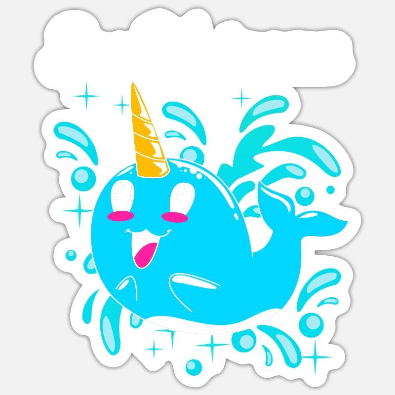 Narval - Sticker taille S (10 x 10 cm) - blanc mat