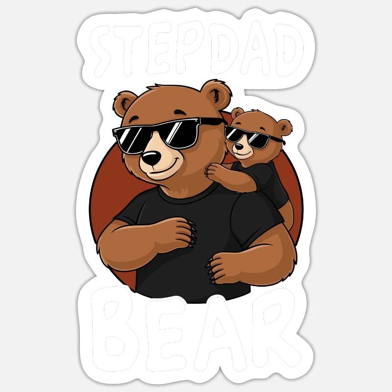 Stepdad Bear - Sticker Größe S (10 x 10 cm) - Mattweiß