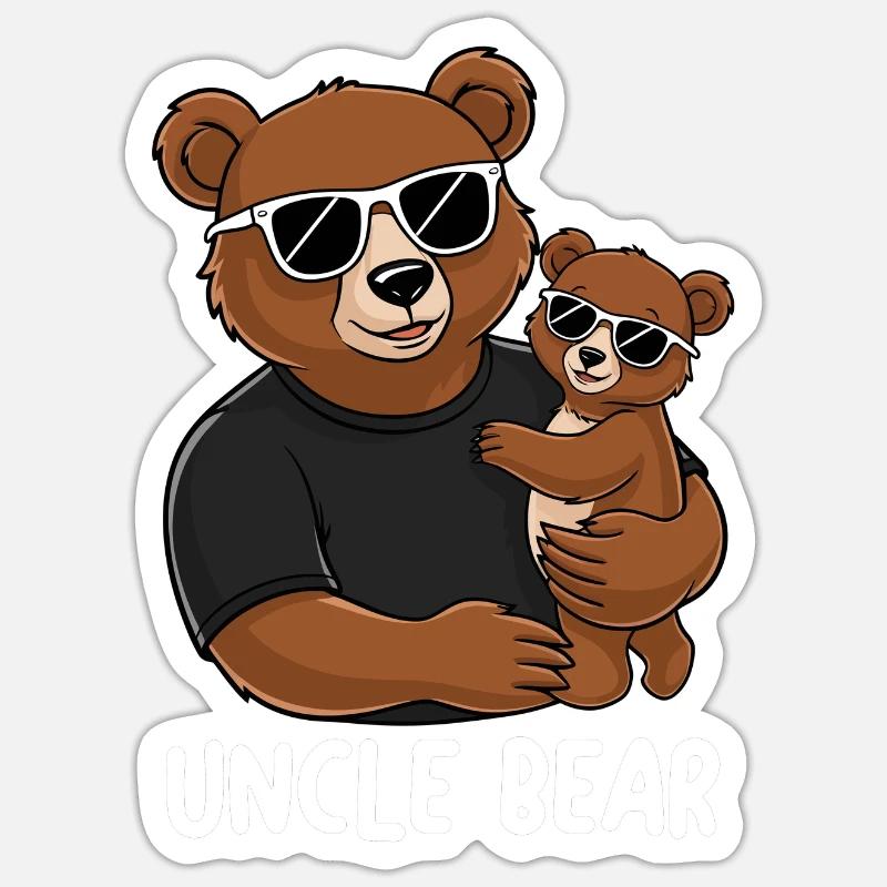 Oncle Ours - Sticker taille S (10 x 10 cm) - blanc mat