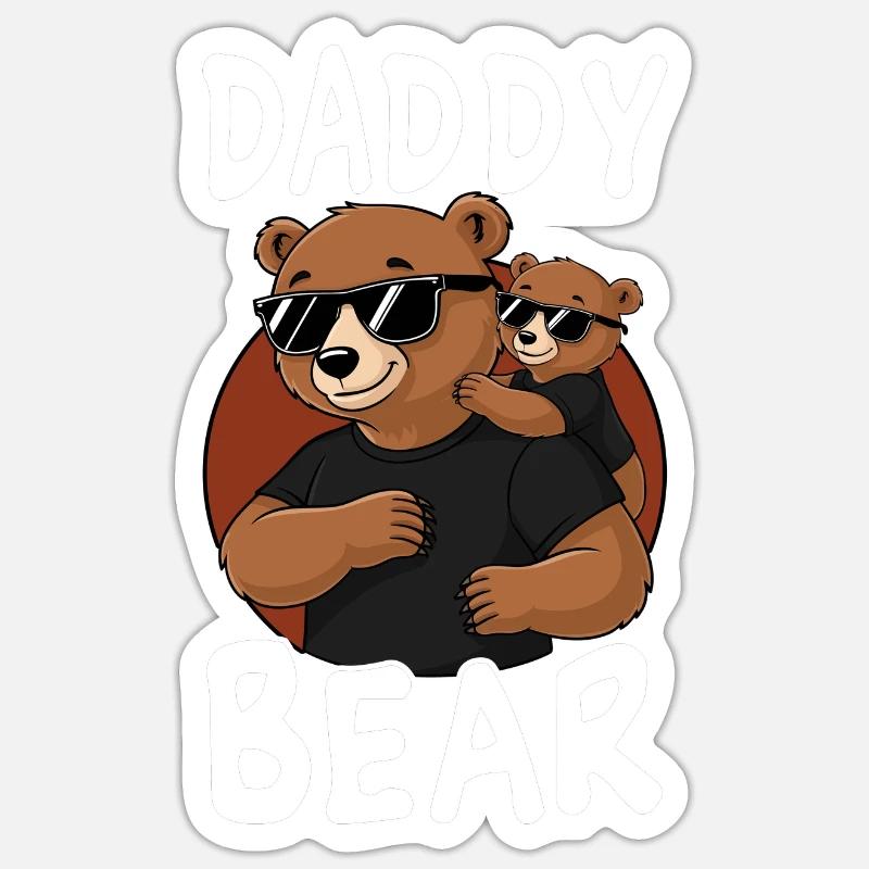 Papa ours - Sticker taille S (10 x 10 cm) - blanc mat