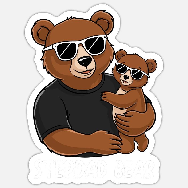 Stepdad Bear - Sticker size S (10 x 10 cm) - white matte