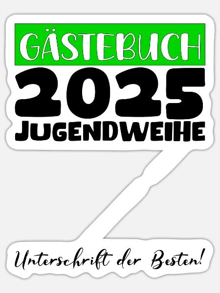 Jugendweihe 2025 Gästebuch Geschenk Mädchen Jungen - Sticker Größe S (10 x 10 cm) - Mattweiß