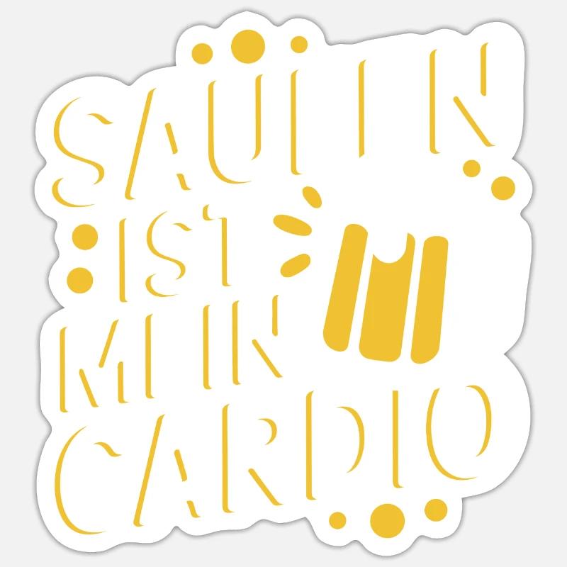 Boire est mon cardio - Sticker taille S (10 x 10 cm) - blanc mat