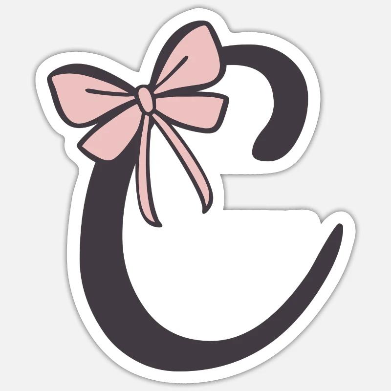 Anfangsbuchstabe C Schleifchen Sticker Größe S (10 x 10 cm)