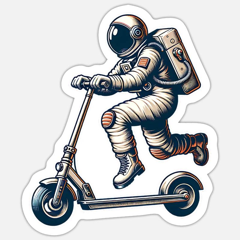 E-Scooter E-Roller Tretroller Astronaut Sticker Größe S (10 x 10 cm)