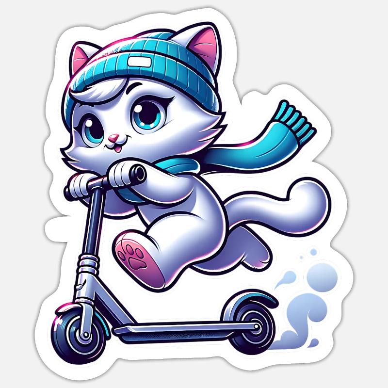 E-Scooter E-Roller Tretroller Katze Sticker Größe S (10 x 10 cm)