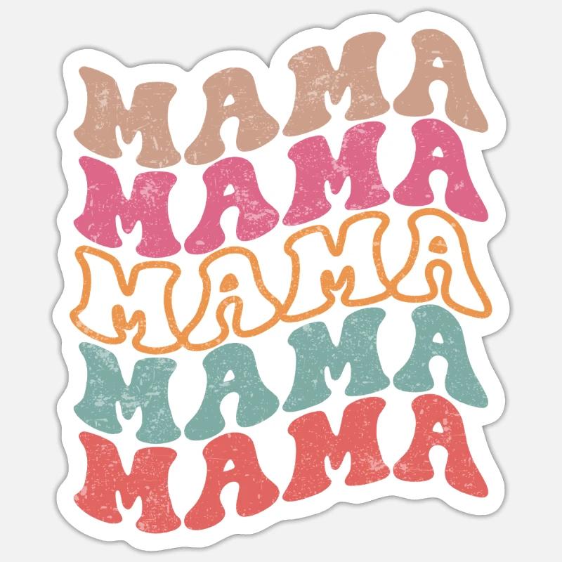 Retro Groovy Mama Text Pattern - Sticker size S (10 x 10 cm) - white matte