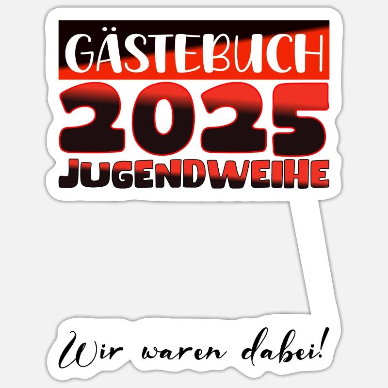 Jugendweihe 2025 Gästebuch Geschenk Mädchen Jungen - Sticker Größe S (10 x 10 cm) - Mattweiß