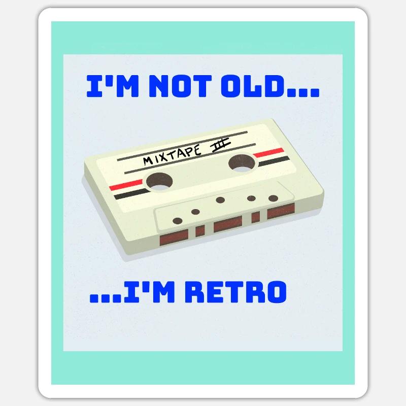 Cassette rétro - Sticker taille S (10 x 10 cm) - blanc mat