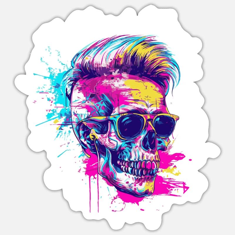 Skull Party Techno Sticker size S (10 x 10 cm)