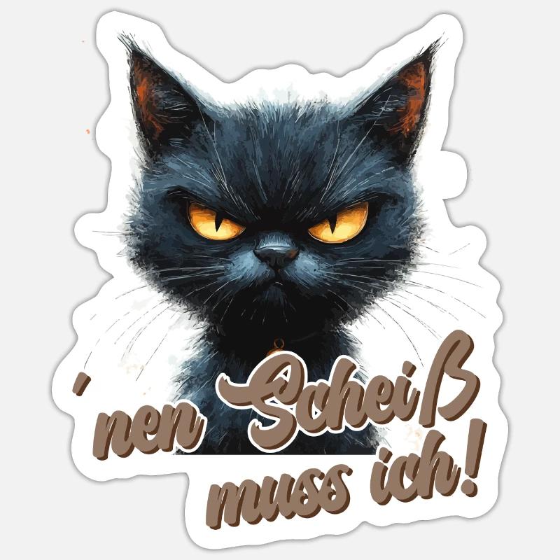 Witzige Katze mit Spruch - Sticker Größe S (10 x 10 cm) - Mattweiß