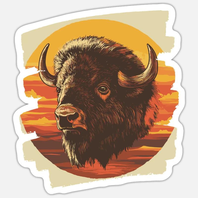 Bison - Sticker Größe S (10 x 10 cm) - Mattweiß