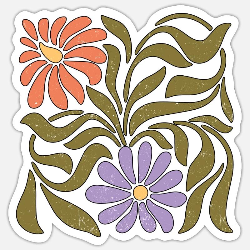 Boho Wildblumen - Sticker Größe S (10 x 10 cm) - Mattweiß