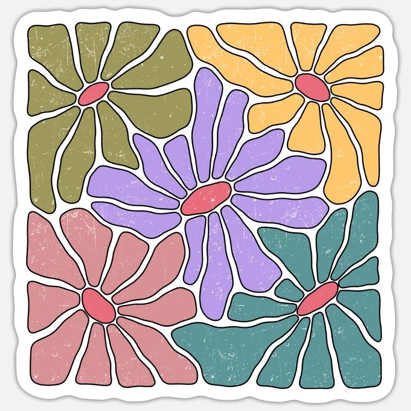 Wildblumen im Boho-Stil - Sticker Größe S (10 x 10 cm) - Mattweiß