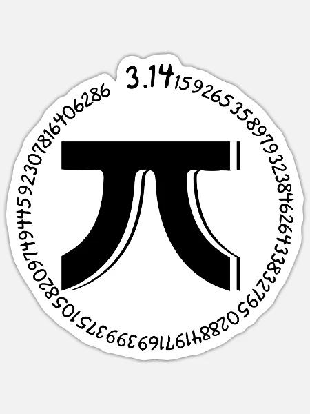 Pi Tag: 3.14 Kreis der Zahl Pi - Sticker Größe S (10 x 10 cm) - Mattweiß