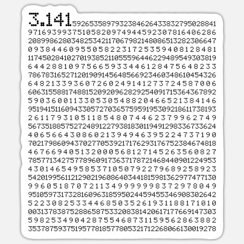 Pi Day 3,141 Number Sequence for Math Fans Sticker size S (10 x 10 cm)