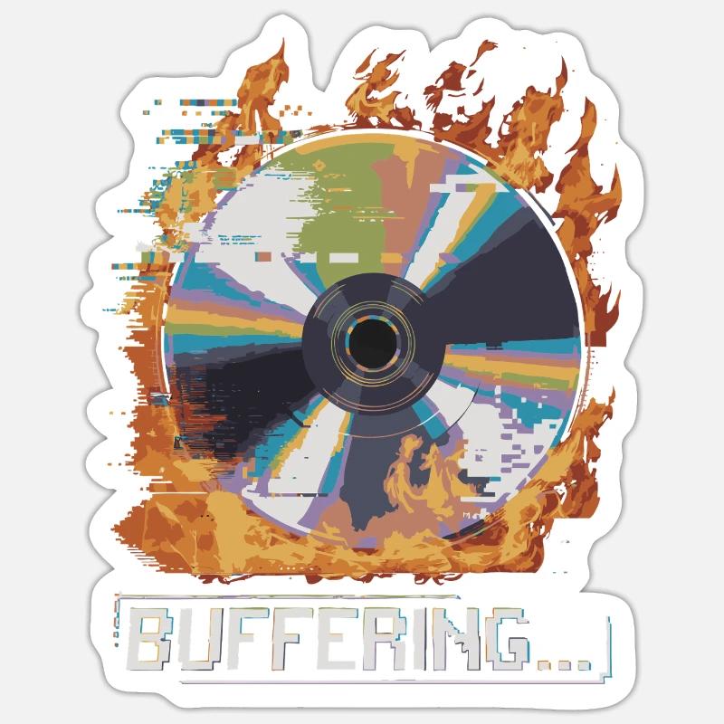 Buffering... Flamingo Glitched CD Retro Design - Sticker size S (10 x 10 cm) - white matte